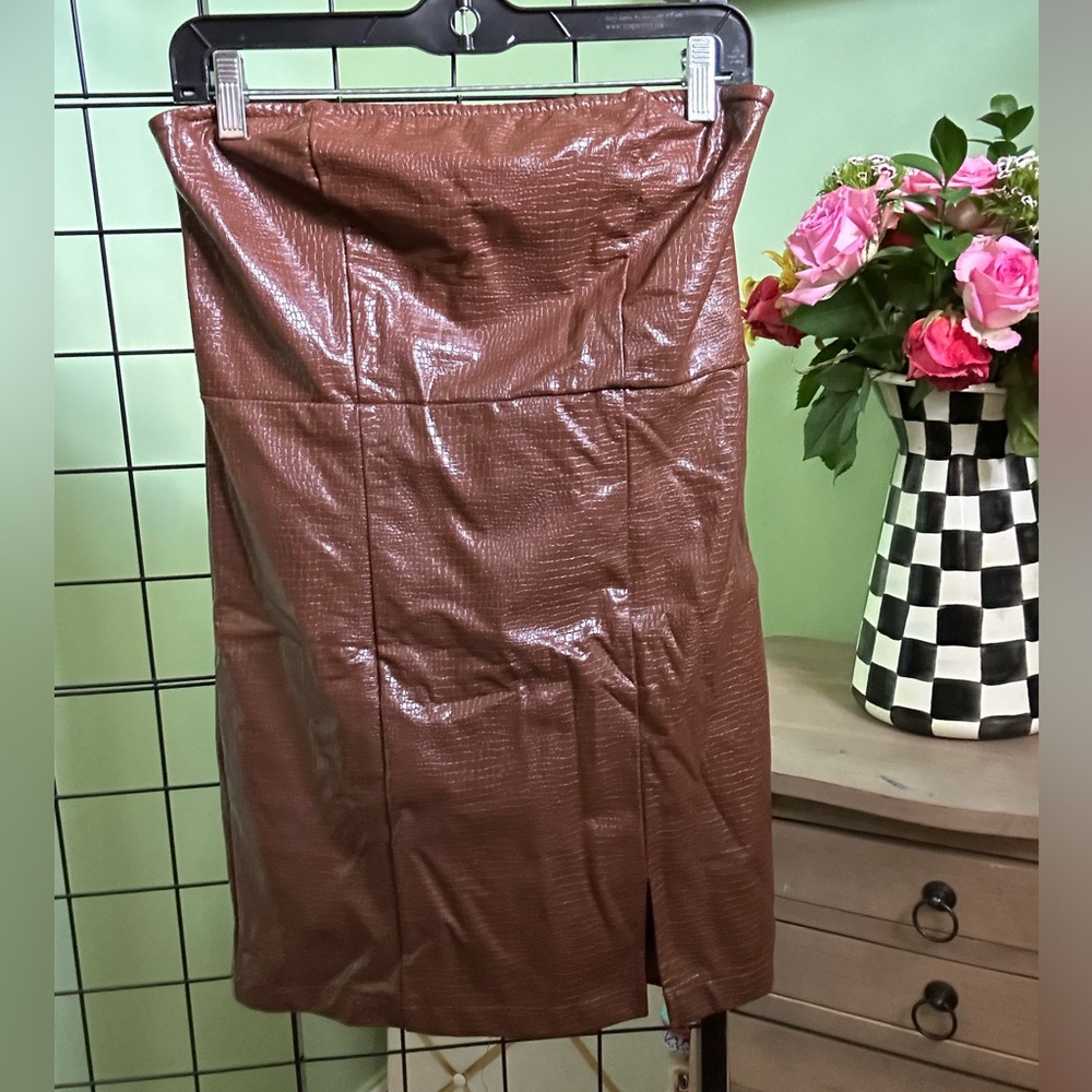 Juniors Forever 21 Brown Faux Leather Mini Dress